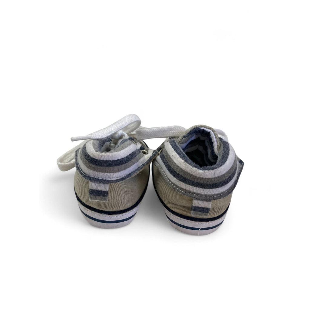 6-12M Greige Fabric Soft Sole Sneaker
