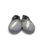 Size 4 - Grey & White Lightning Bolt Fabric Slippers - Woolworths