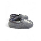 Size 4 - Grey & White Lightning Bolt Fabric Slippers - Woolworths