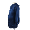 Size XS Blue Denim Maternity Flap Collar Dress - Momsy