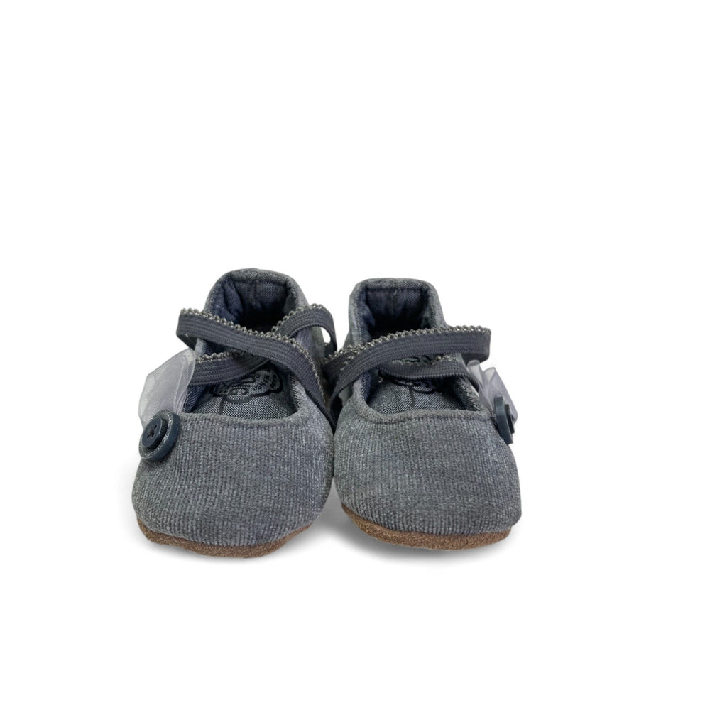 3-6M Grey Corduroy Criss Cross Fabric Shoes - Myang