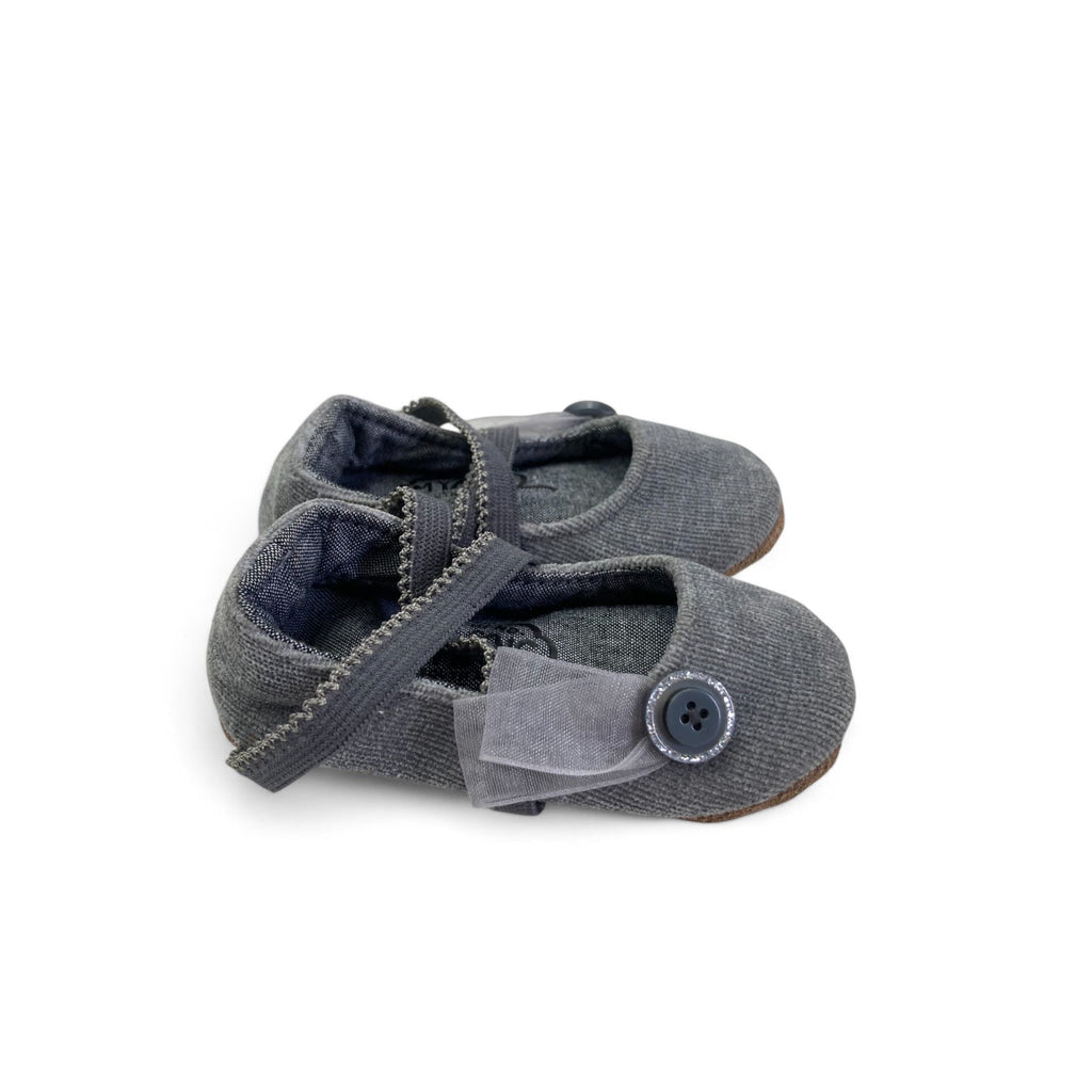 3-6M Grey Corduroy Criss Cross Fabric Shoes - Myang