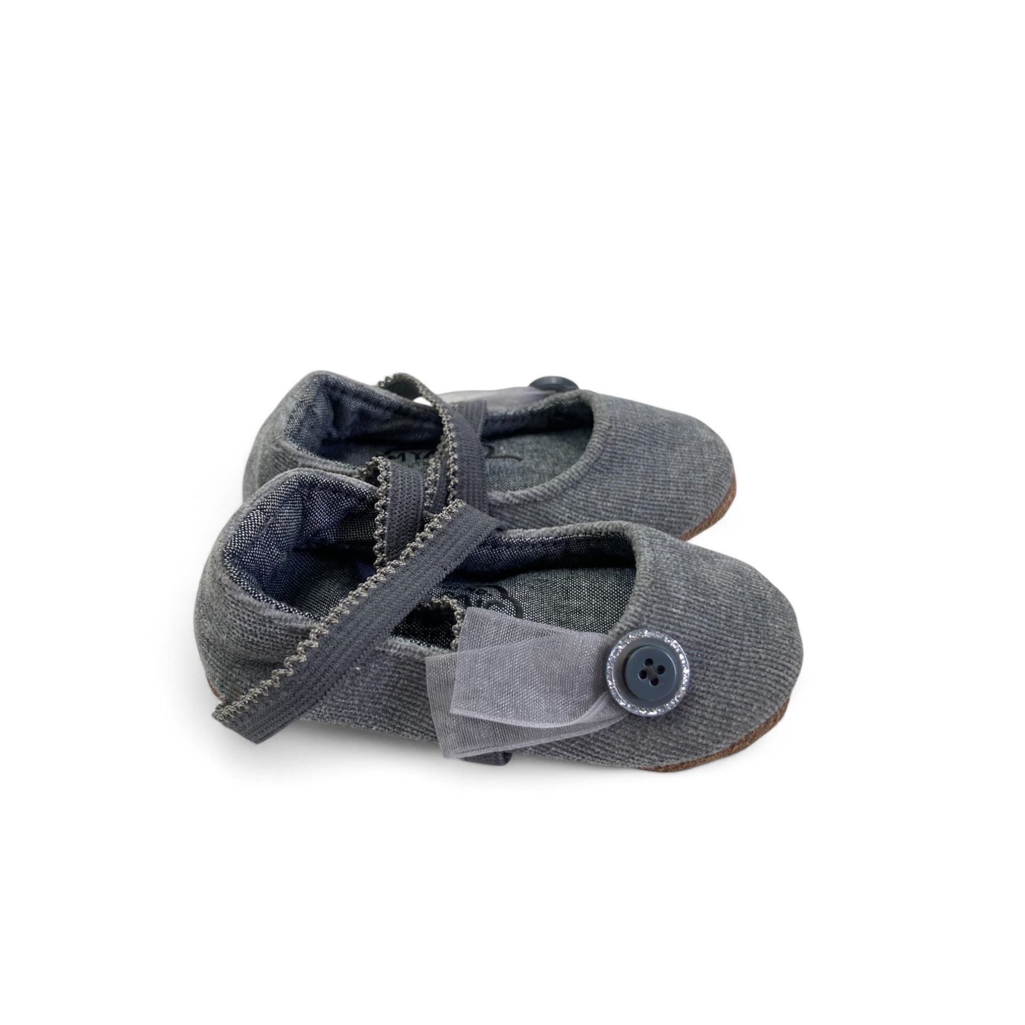 3-6M Grey Corduroy Criss Cross Fabric Shoes - Myang