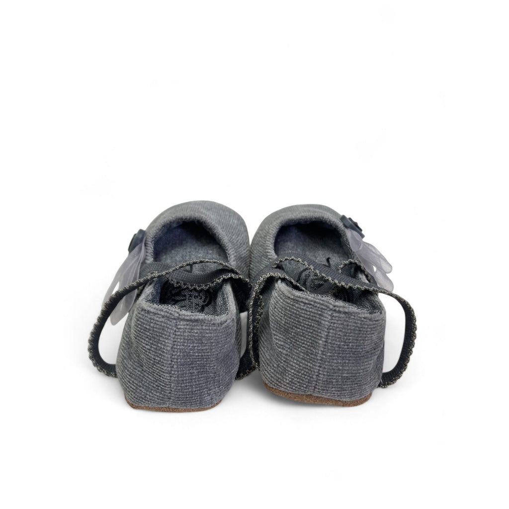 3-6M Grey Corduroy Criss Cross Fabric Shoes - Myang