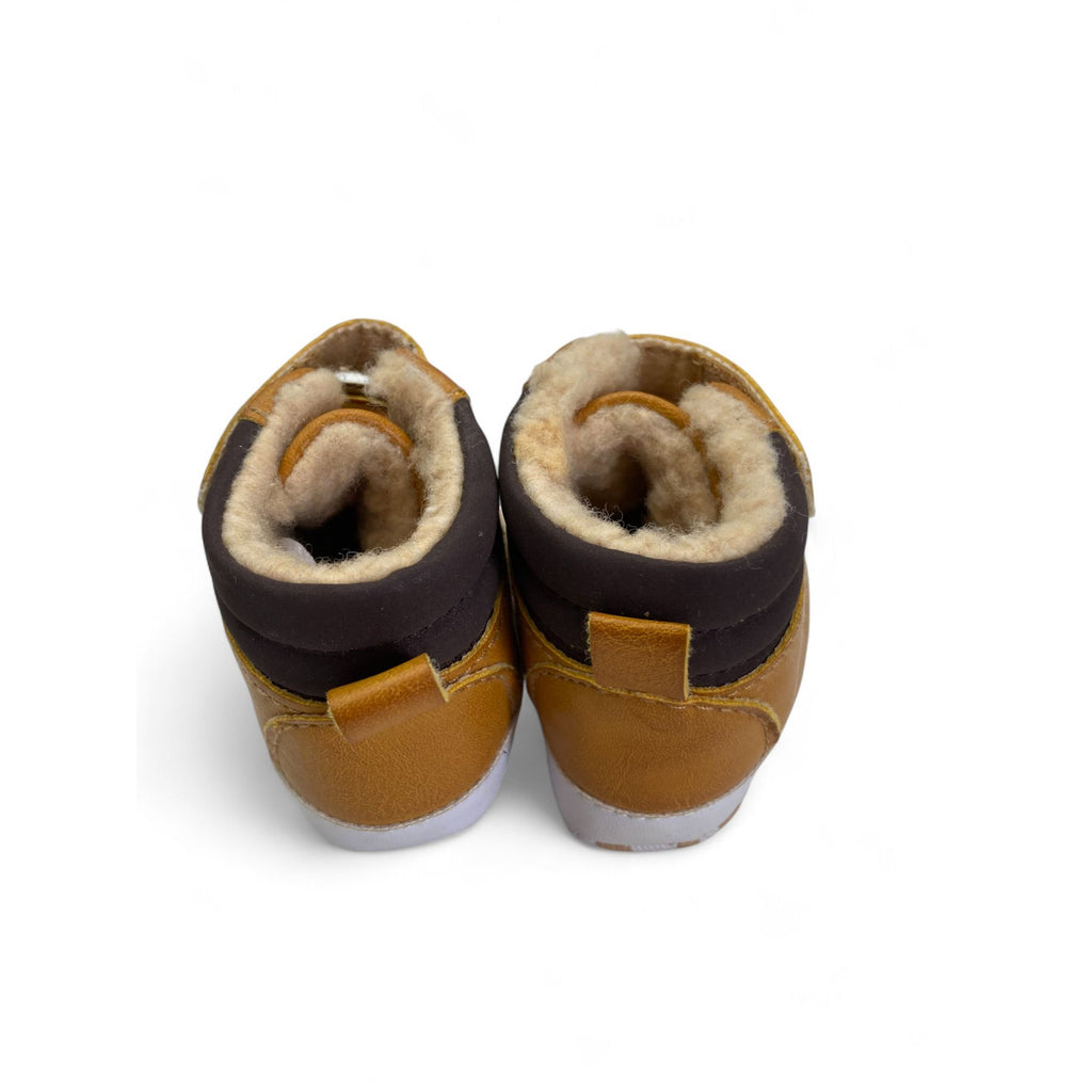Size 0 - Tan Pleather Fleece Lined Soft Sole Shoes - Woolworths