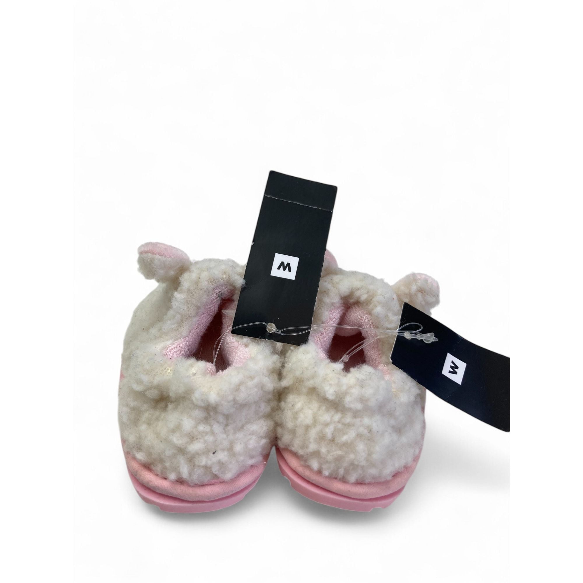 Size 2 - White & Pink Lamb Fleece Slippers - Woolworths