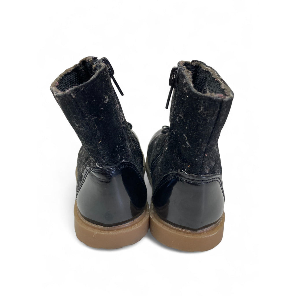 Size 4 - Black Faux Suede & Pleather Boot - 123