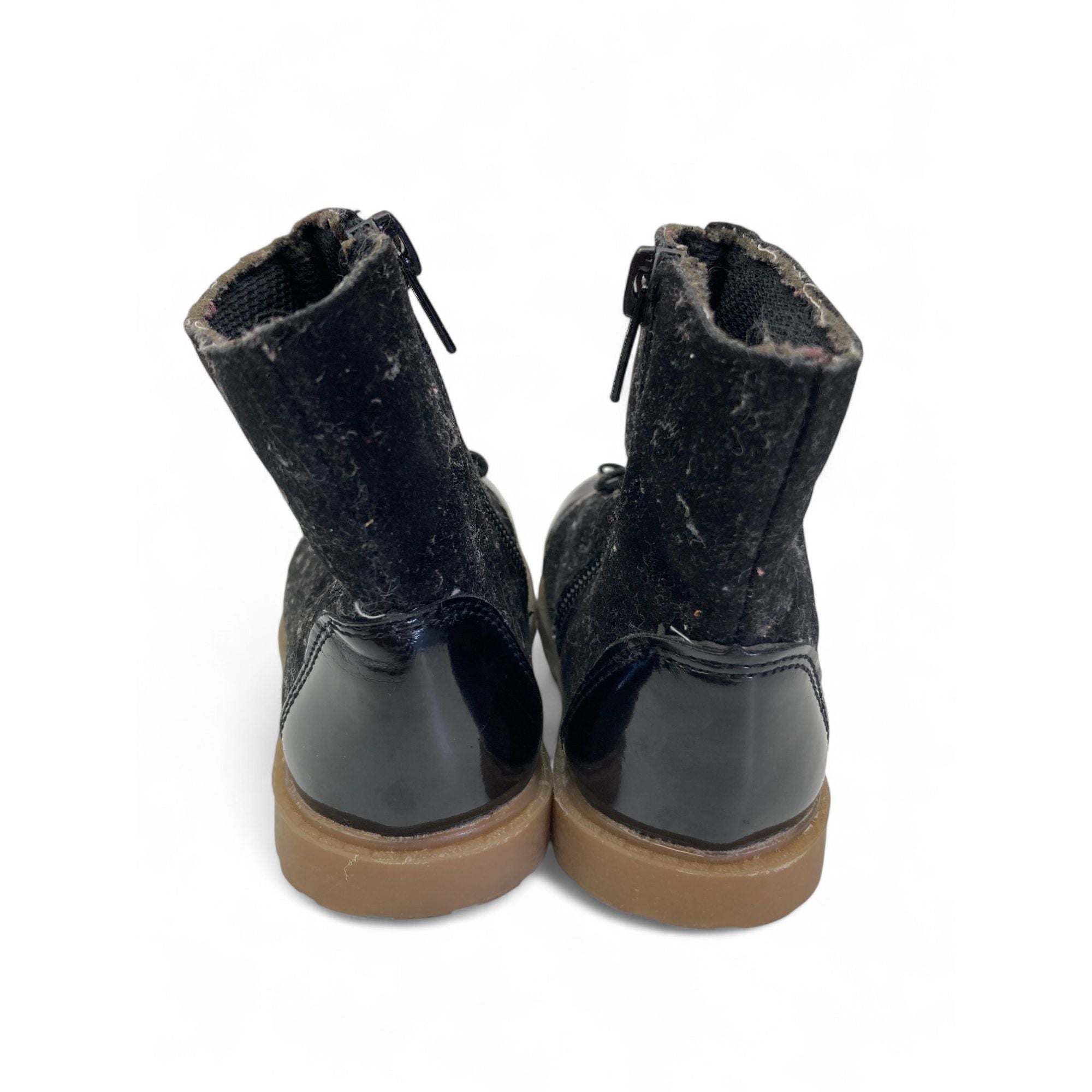 Size 4 - Black Faux Suede & Pleather Boot - 123