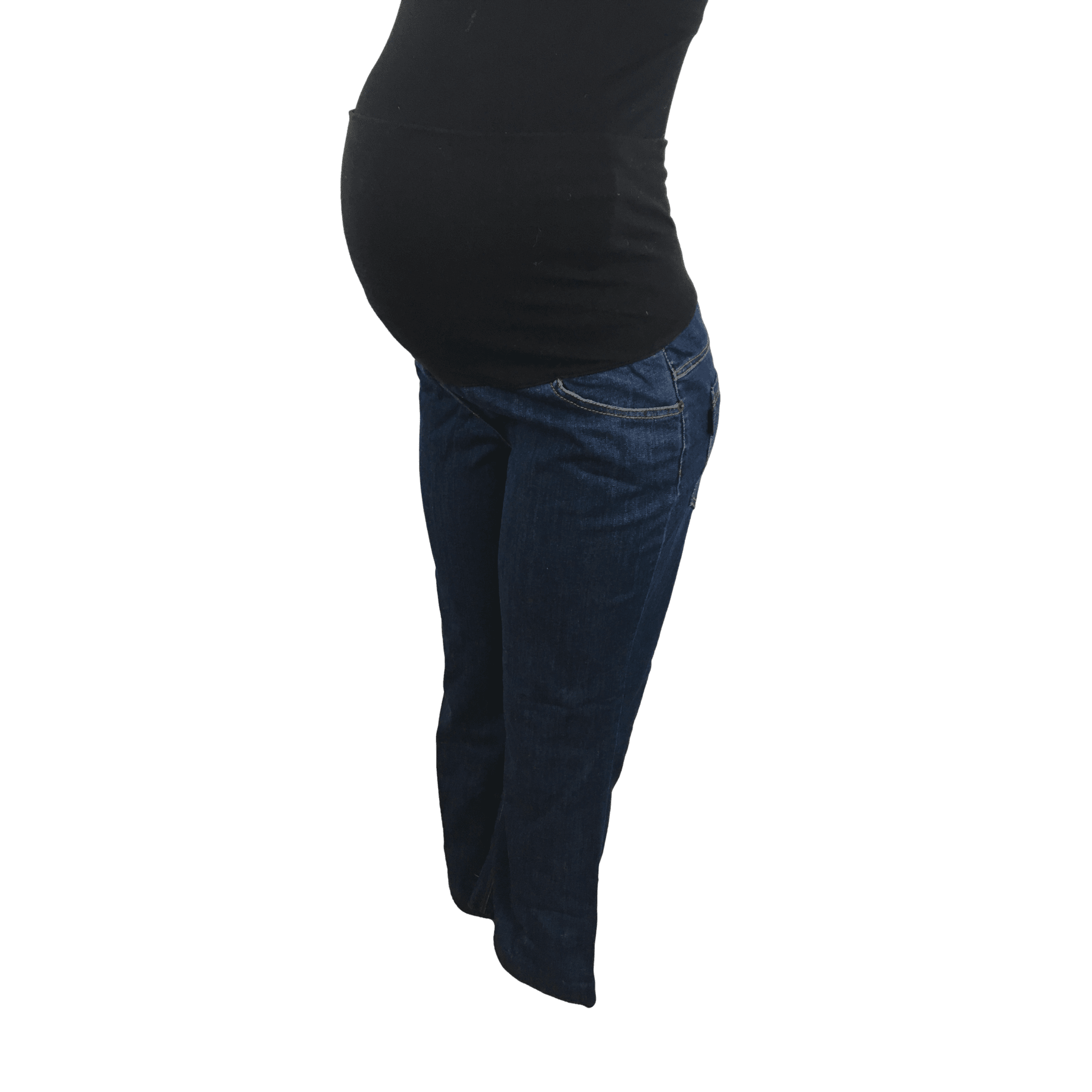 Size 34 - Dark Blue Denim Wide Leg Maternity Jeans - Cherry Melon