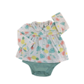 6-12M White & Pastel Printed Collared Onesie Dress - Clicks