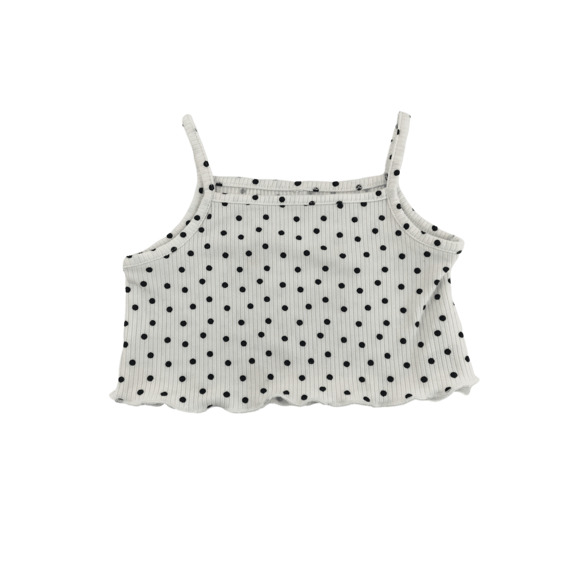 3-6M Cream & Black Dotted Ribbed Strappy Crop Top