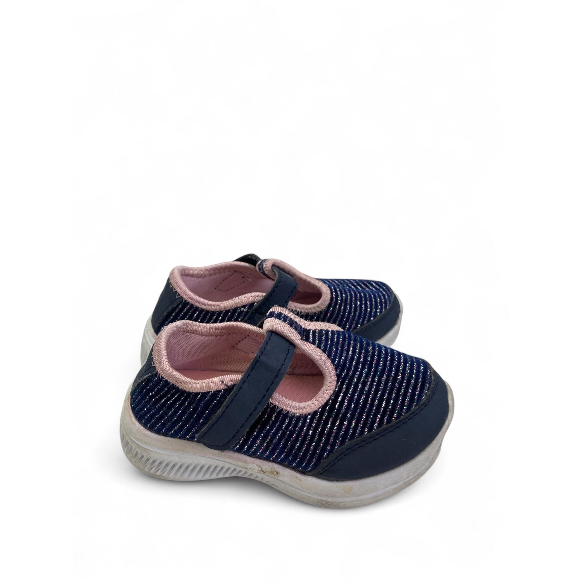 Size 6 - Glitter Navy Blue T Bar Sneakers - Real