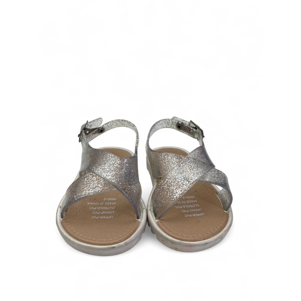Size 1 - Clear & Silver Glitter Sandals - Tip Toes