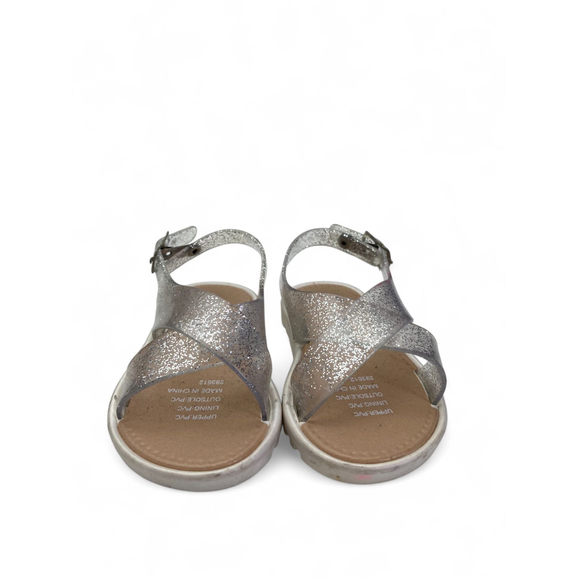 Size 1 - Clear & Silver Glitter Sandals - Tip Toes