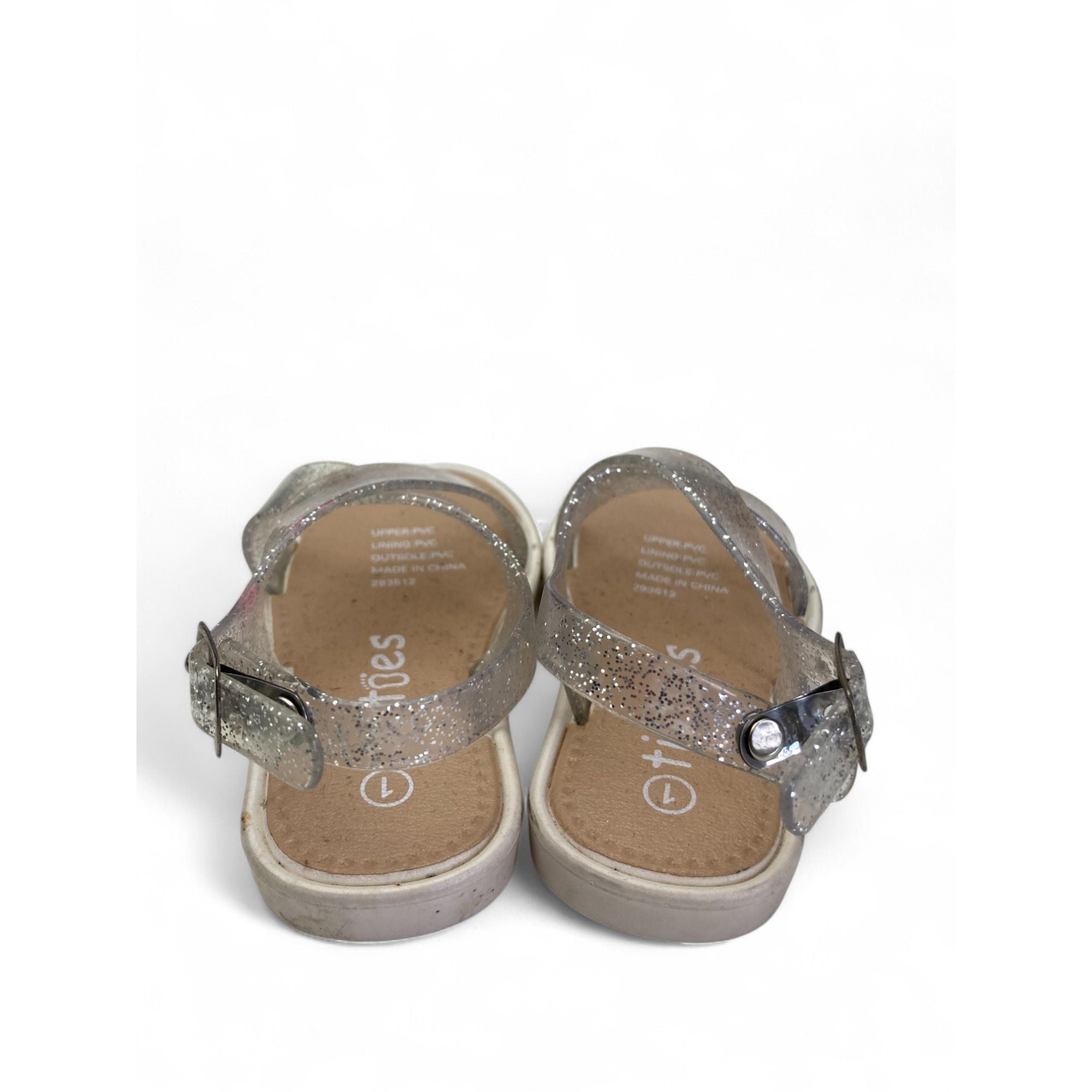 Size 1 - Clear & Silver Glitter Sandals - Tip Toes