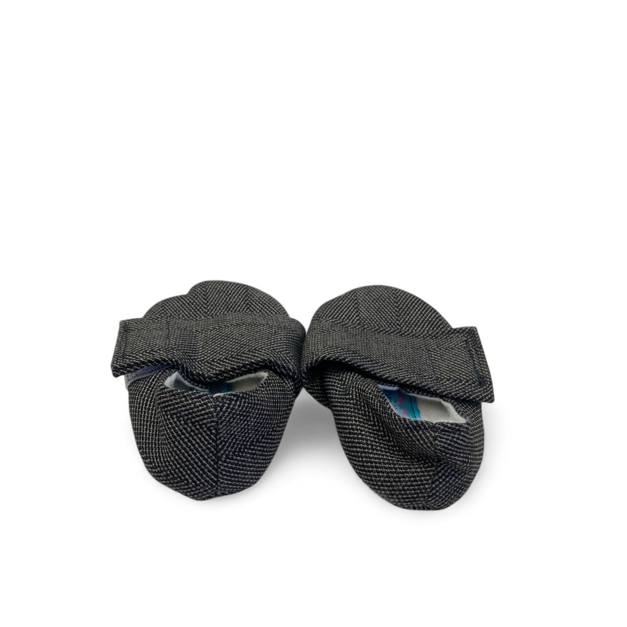 3-6M Black Tweed Fabric Soft Soles - Baby Blush Boutique