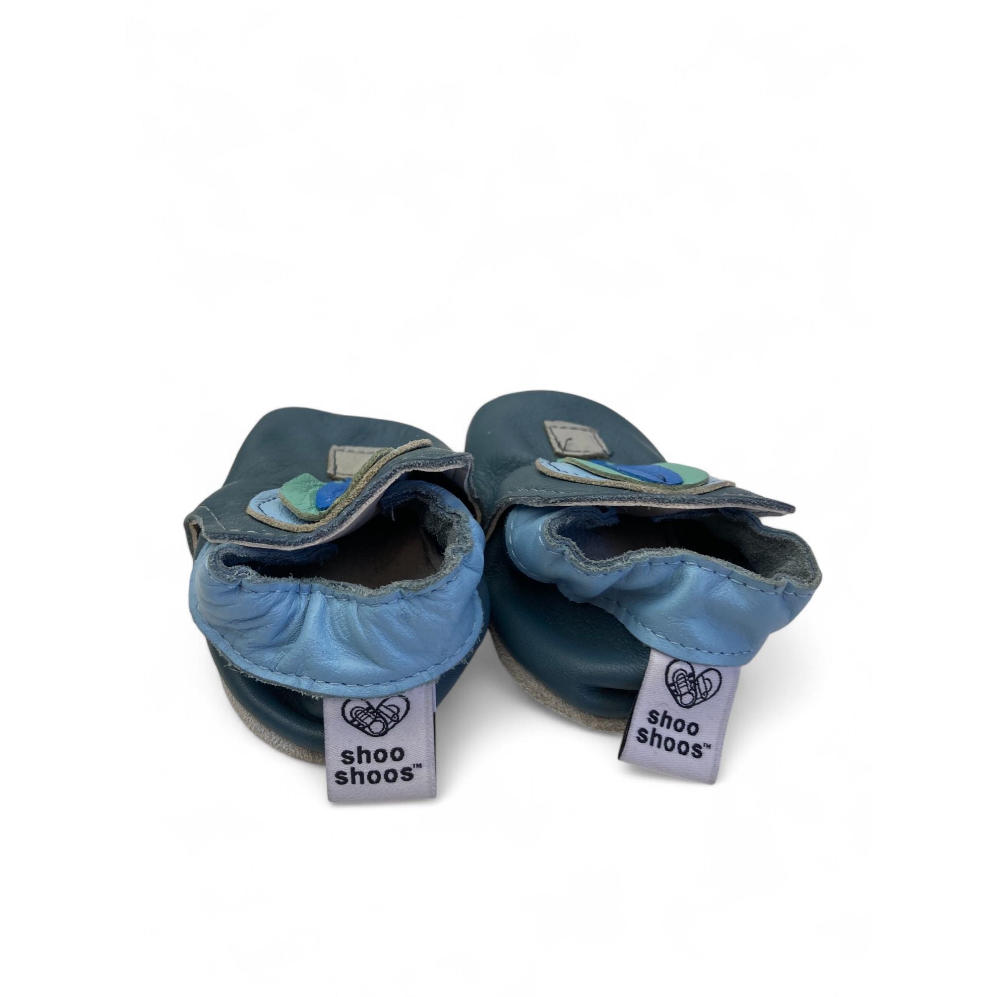 0-6M Blue Hot Air Balloon Leather Slippers - Shooshoos