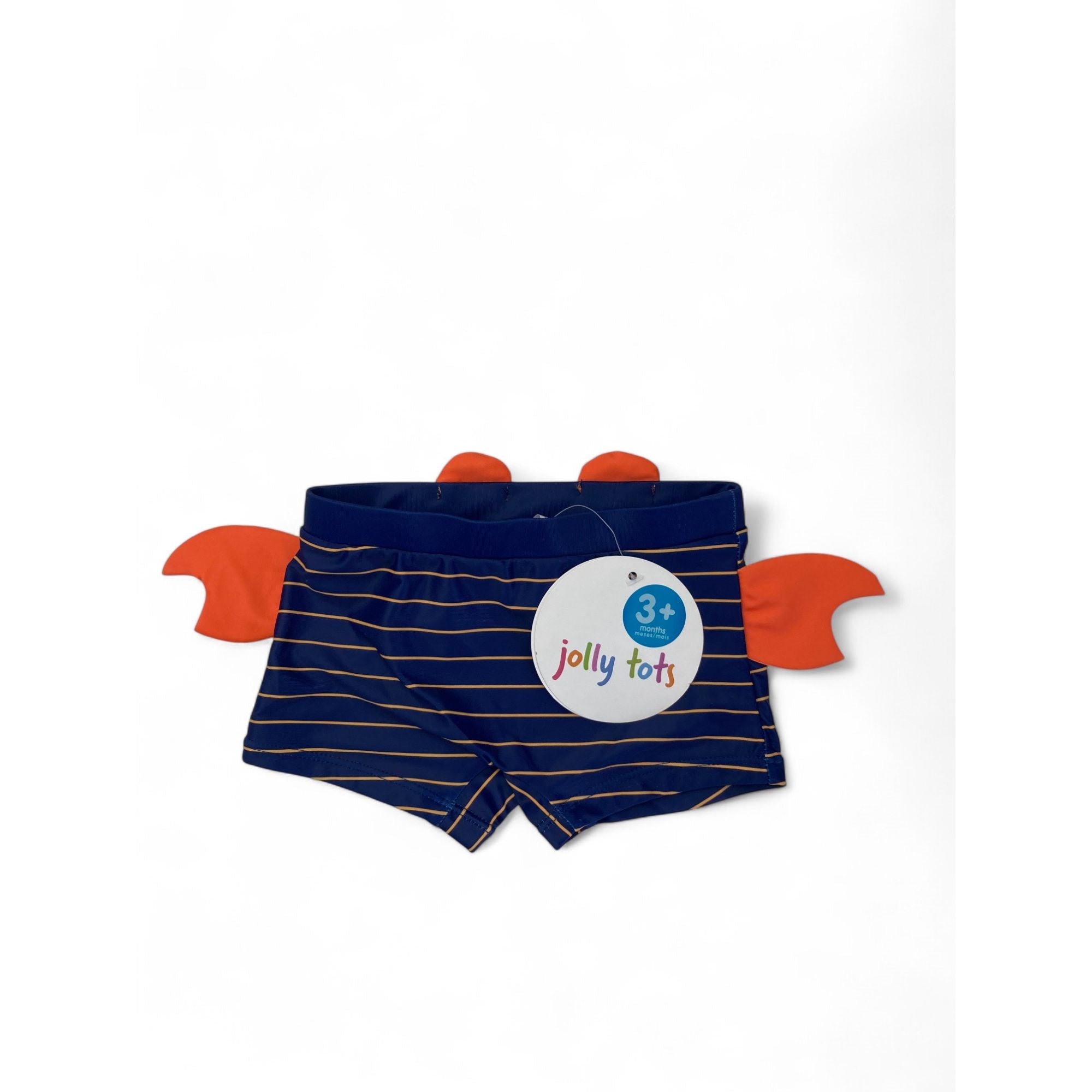 3-6M Navy Blue & Orange Stripe Crab Swim Shorts - Jolly Tots