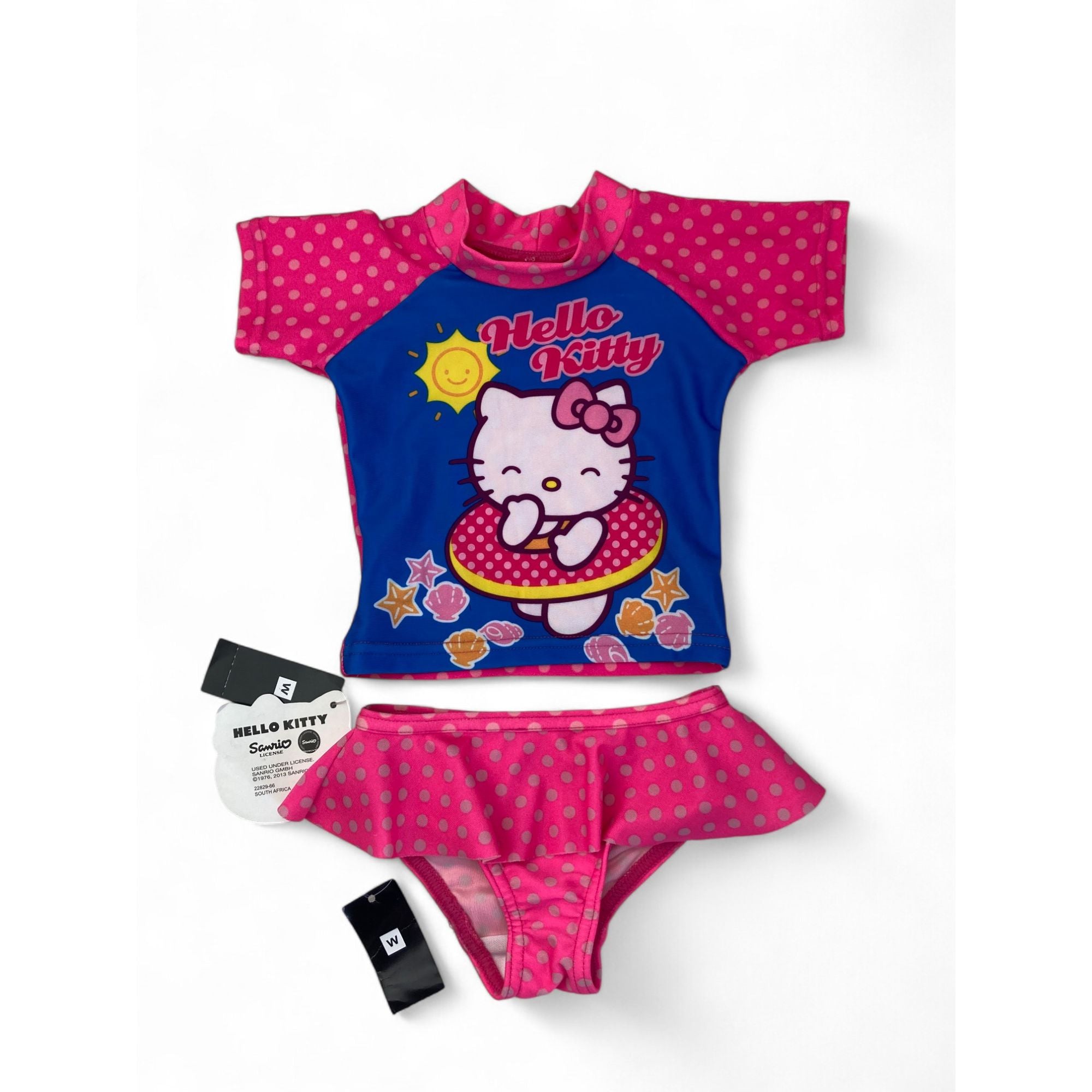 1-3M Pink & Blue Hello Kitty Rash Vest & Bottoms - Woolworths