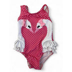 3-6M Pink & White Dotted Swan Swimsuit - Real