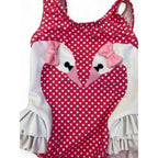 3-6M Pink & White Dotted Swan Swimsuit - Real
