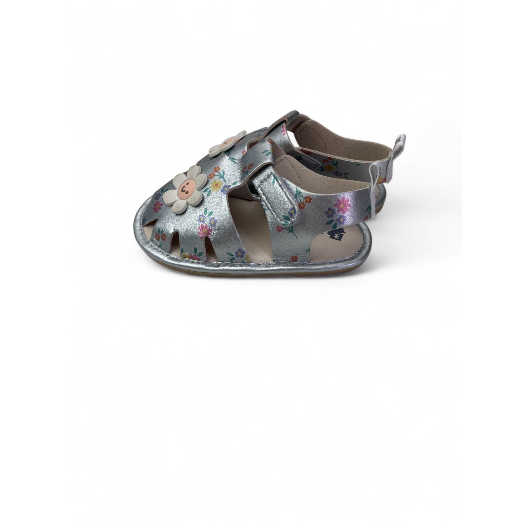 Size 4- Silver Floral Sandals - Woolworths