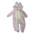 3-6M Light Pink & White Fleece Zip Onesie - Tiny Tots