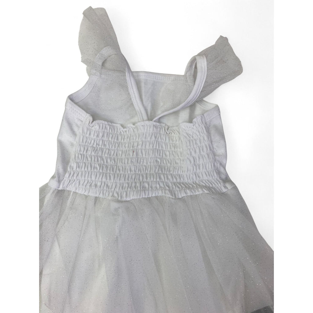 3-6M White & Silver Tulle Romper Dress - Woolworths