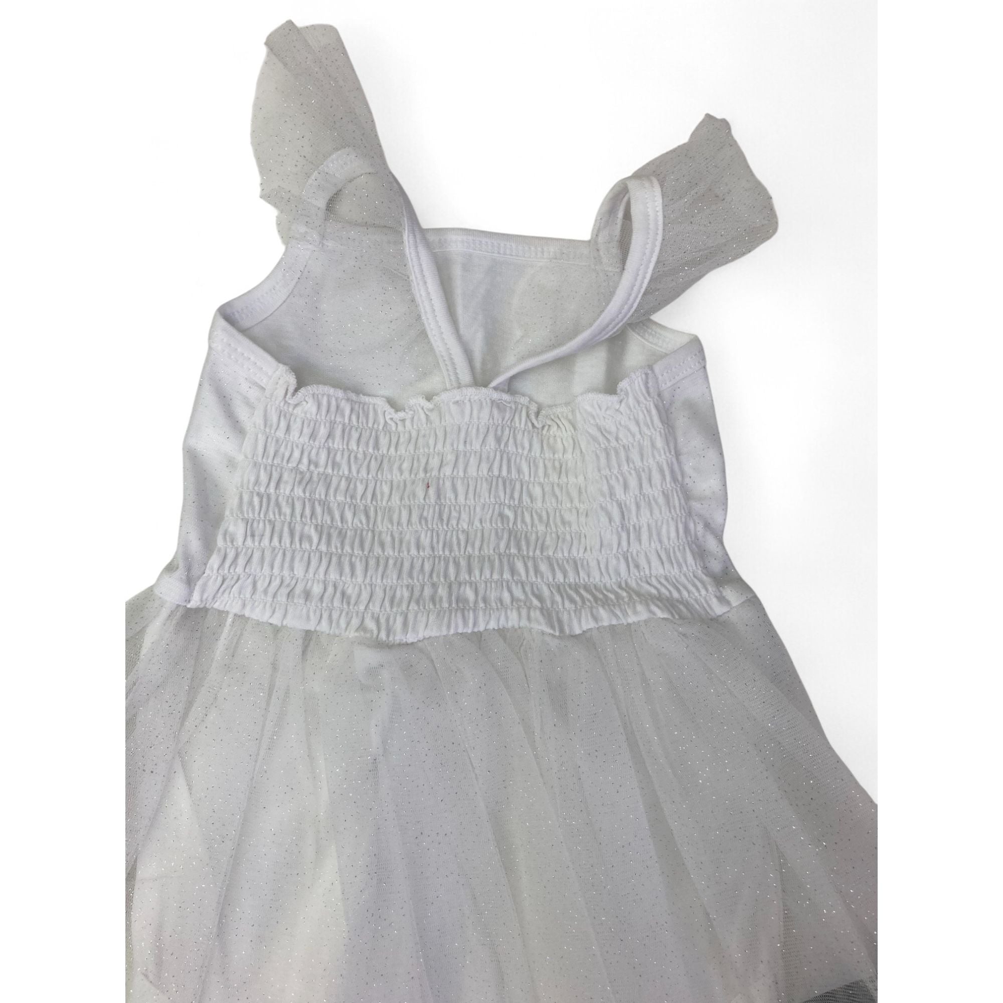 3-6M White & Silver Tulle Romper Dress - Woolworths
