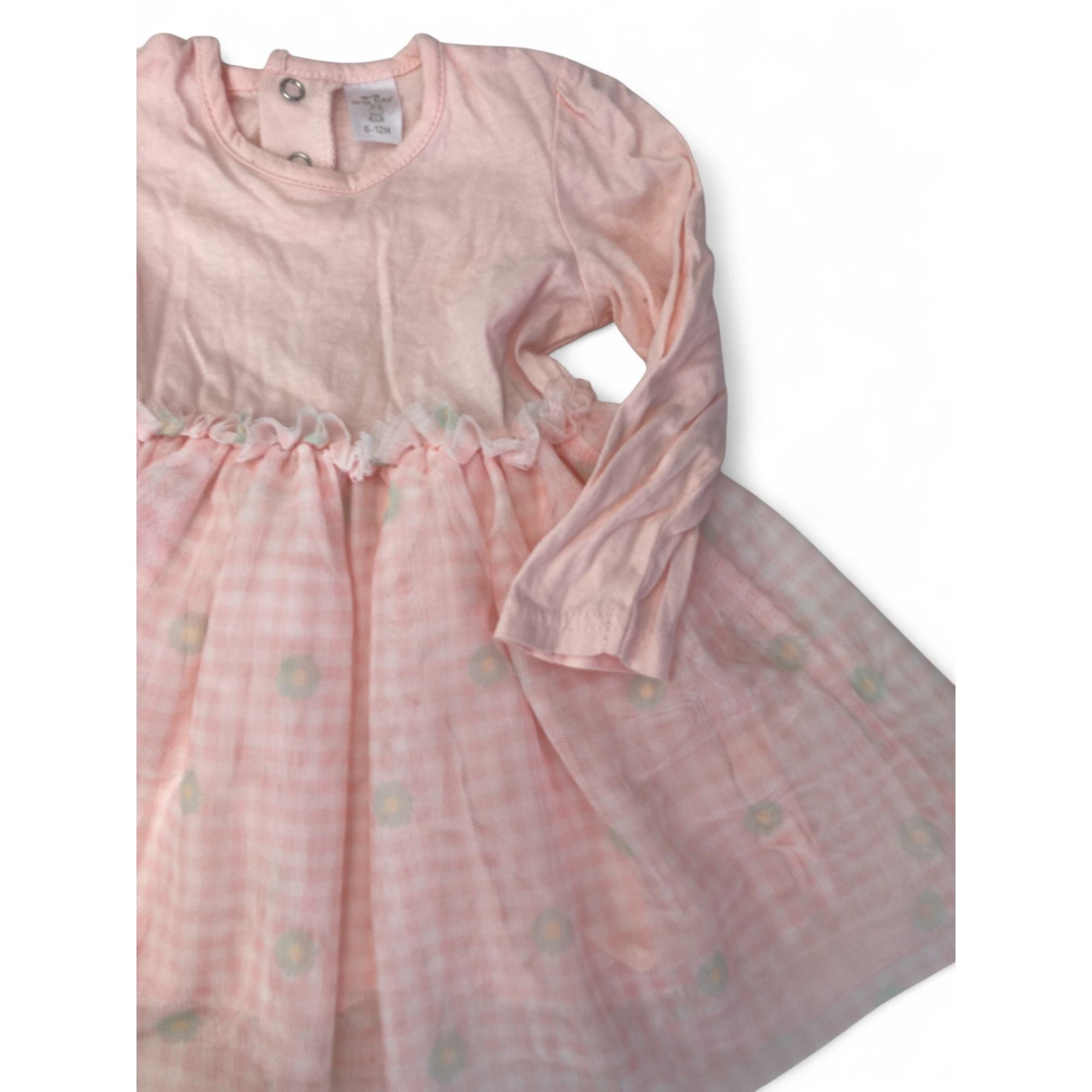 6-12M Pink Gingham Tulle Dress - Tiny Tots