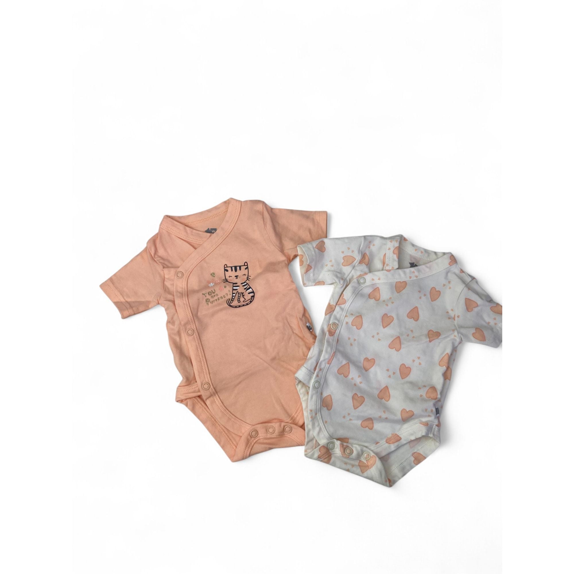 1-3M Cream & Peach Side Snap Bodysuits - Woolworths