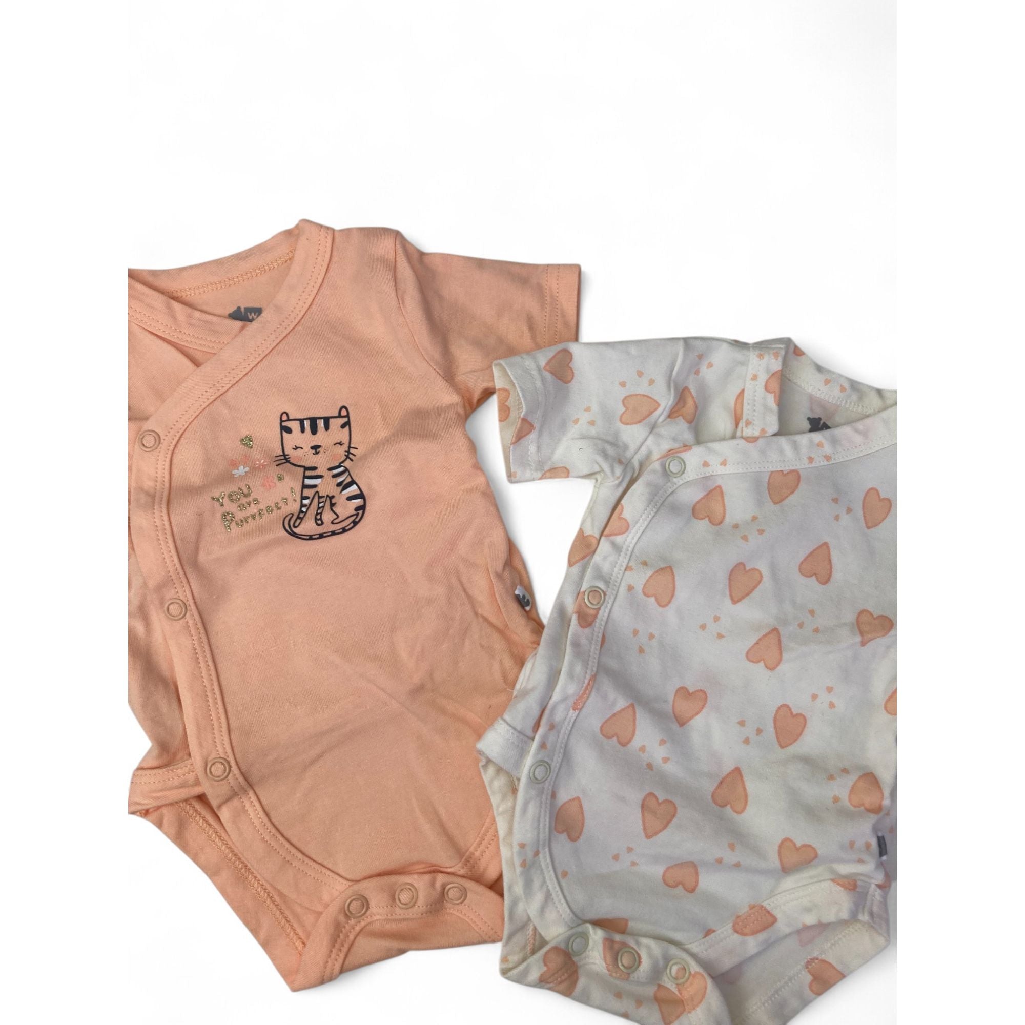 1-3M Cream & Peach Side Snap Bodysuits - Woolworths