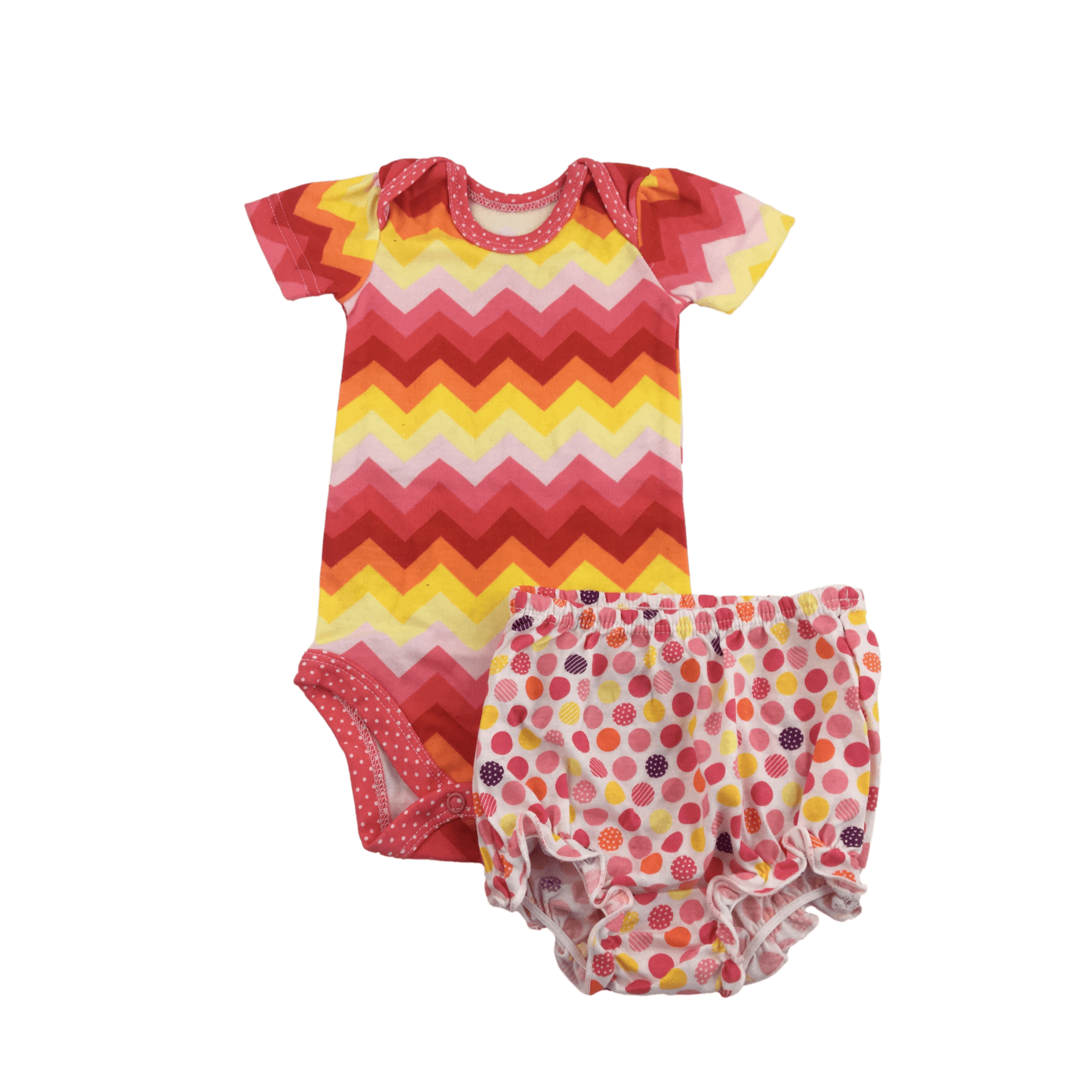 1-3M Colourful Chevron Bodysuit & Dotty Bloomer - Woolworths