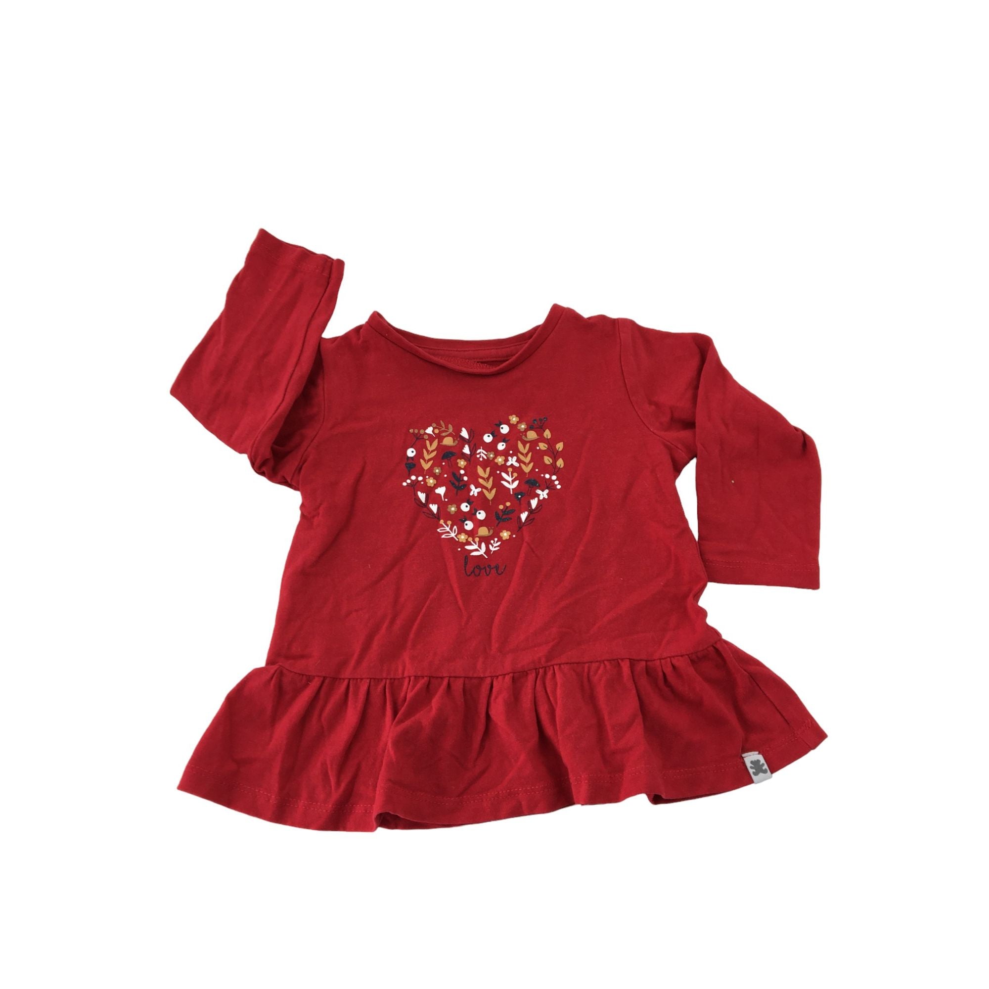 3-6M Red Heart Peplum Top - Woolworths