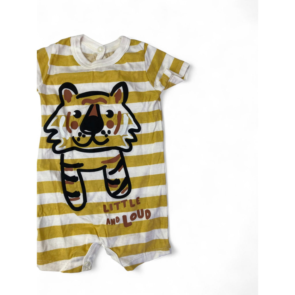 1-3M Yellow & Cream Stripe Lion Romper - Woolworths