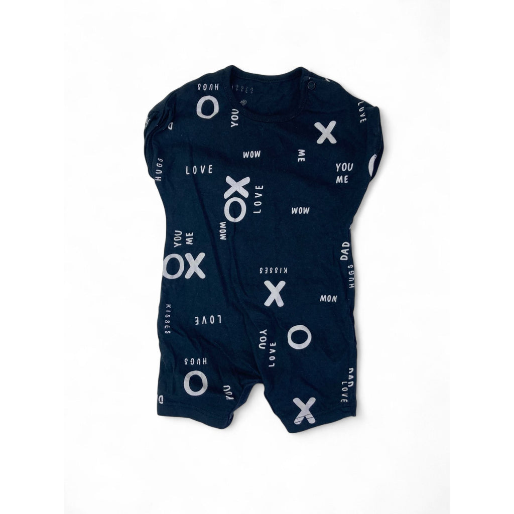 1-3M Black & Beige X & O Batwing Romper - Woolworths