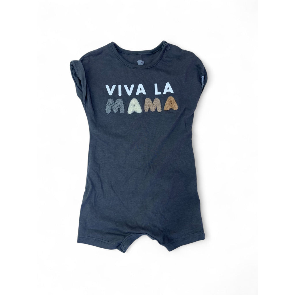 1-3M Grey "Viva La Mama" Batwing Romper - Woolworths