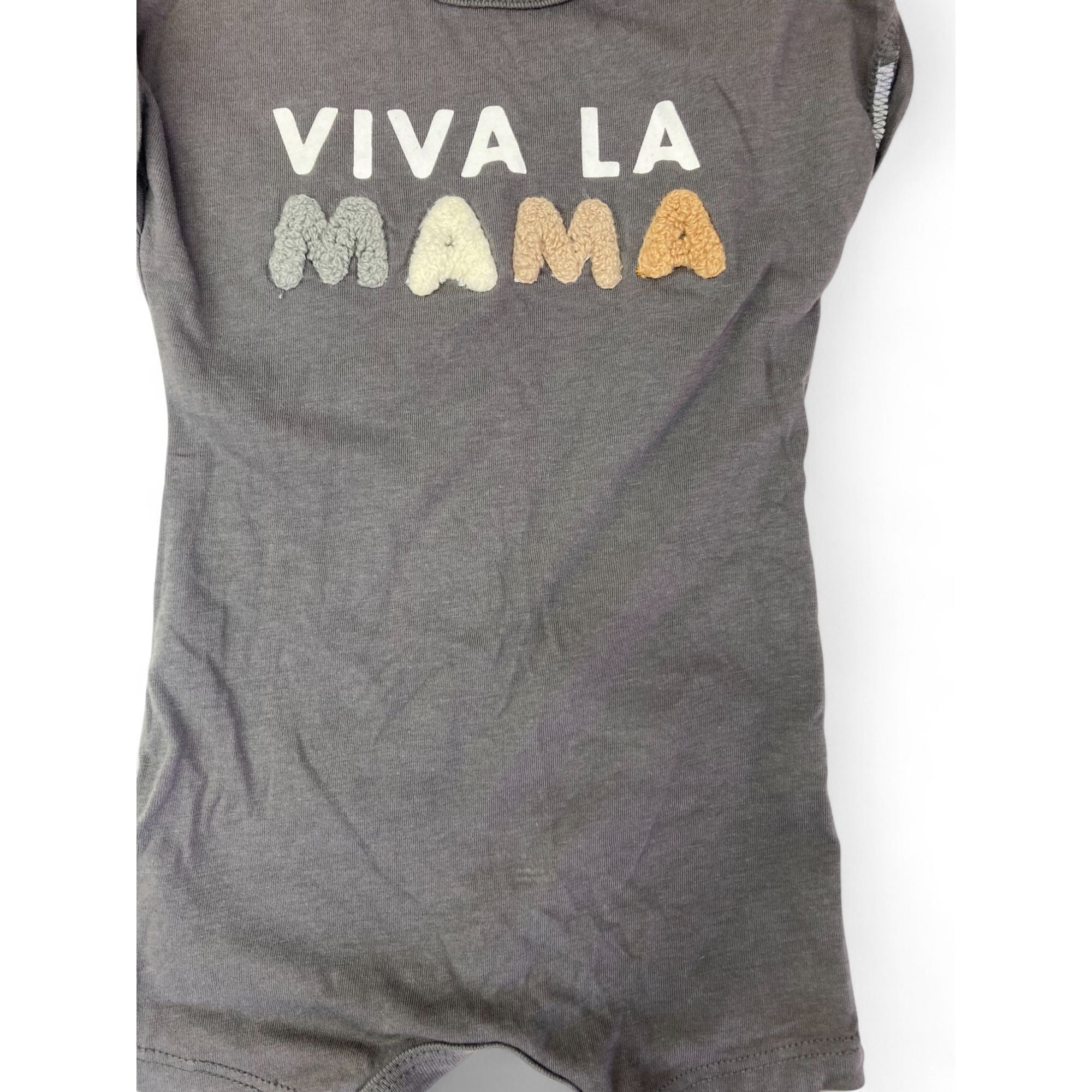 1-3M Grey "Viva La Mama" Batwing Romper - Woolworths