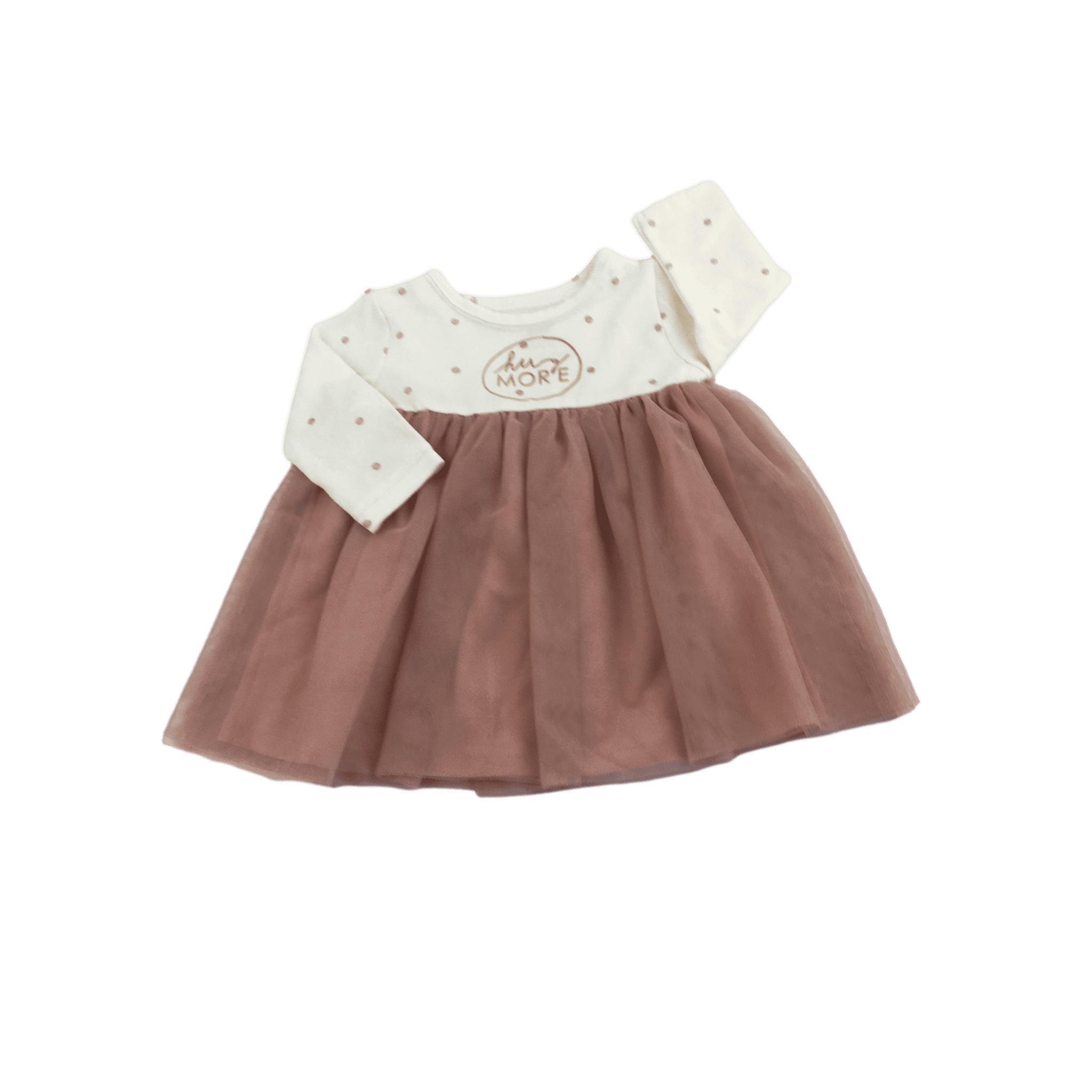 3-6M Cream & Dusty Pink Soft Knit Tulle Dress - Woolworths