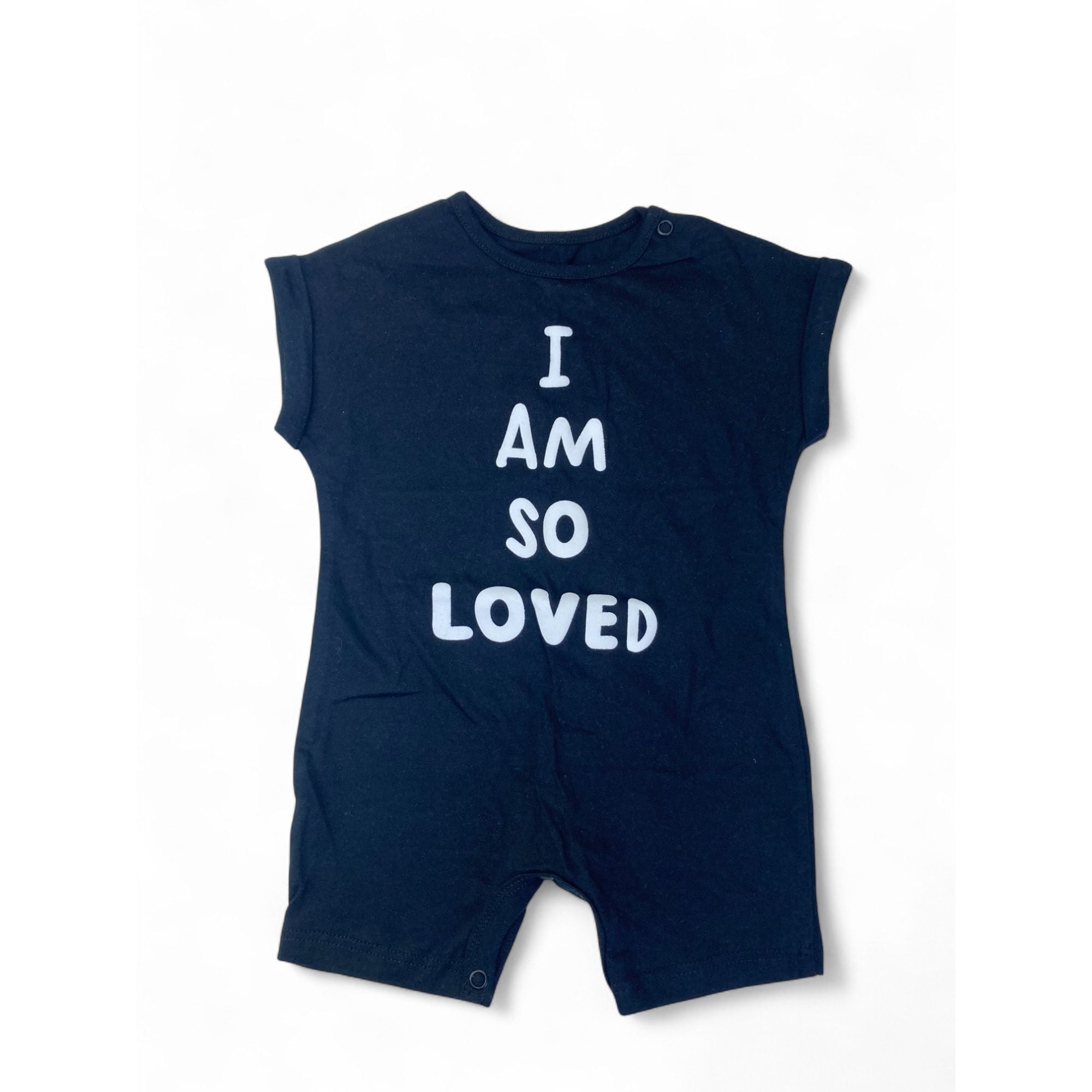3-6M Black & White "I Am So Loved" Batwing Romper - Woolworths