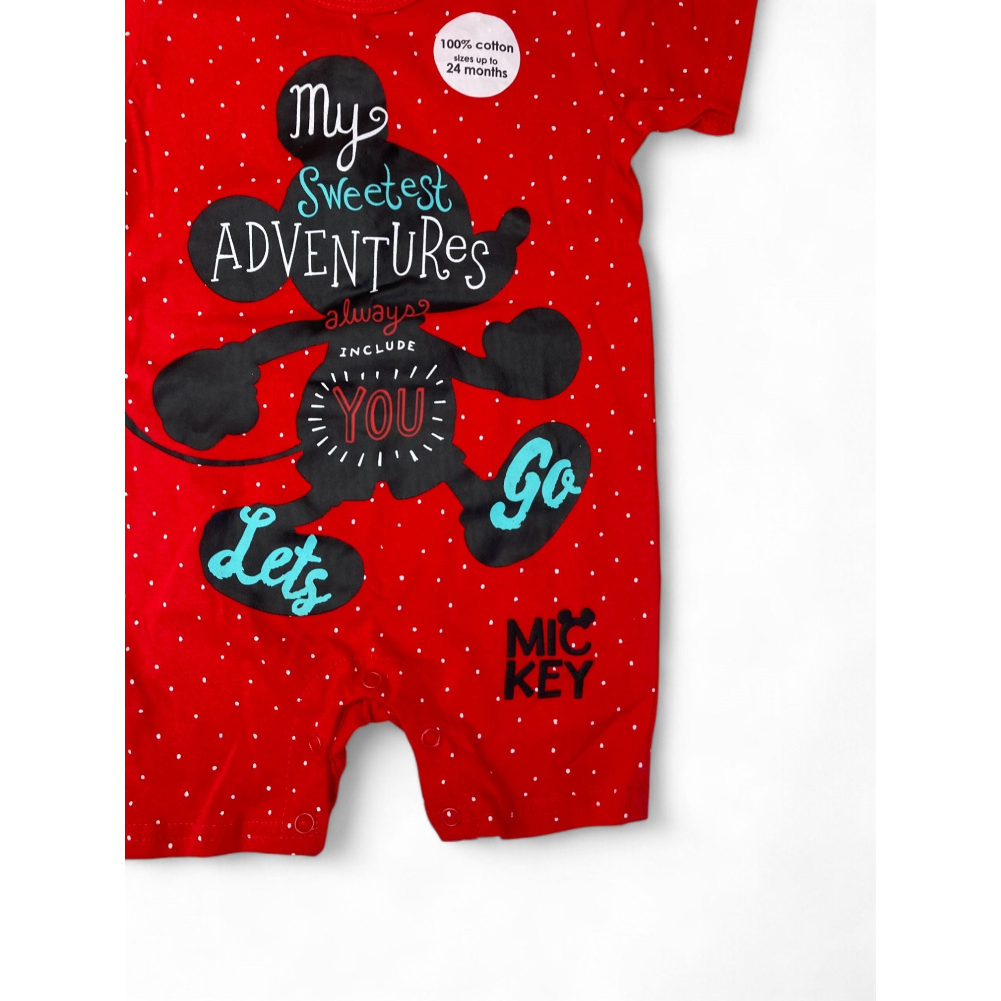 3-6M Red Mickey Christmas Romper - Disney