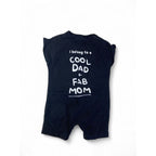 3-6M Black & White "Cool Dad + Fab Mom" Batwing Romper - Woolworths