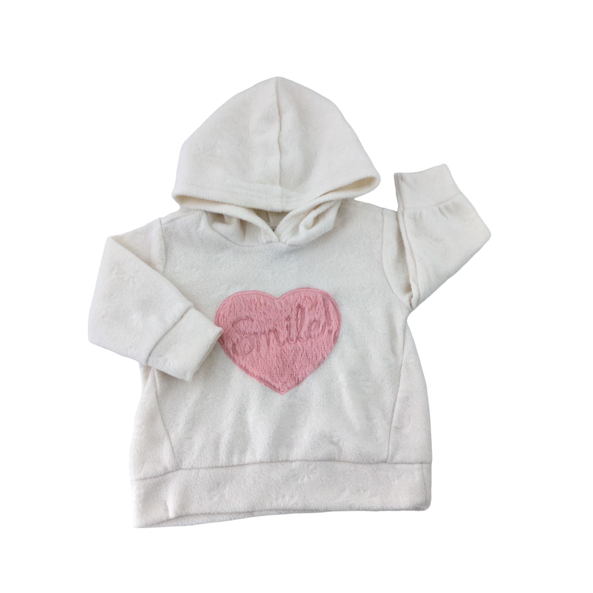 3-6M Cream & Pink Fleece Hoodie - Ackermans