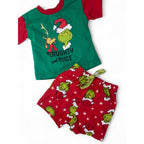 3-6M Green & Red Grinch Christmas Summer Sleep Set - Real