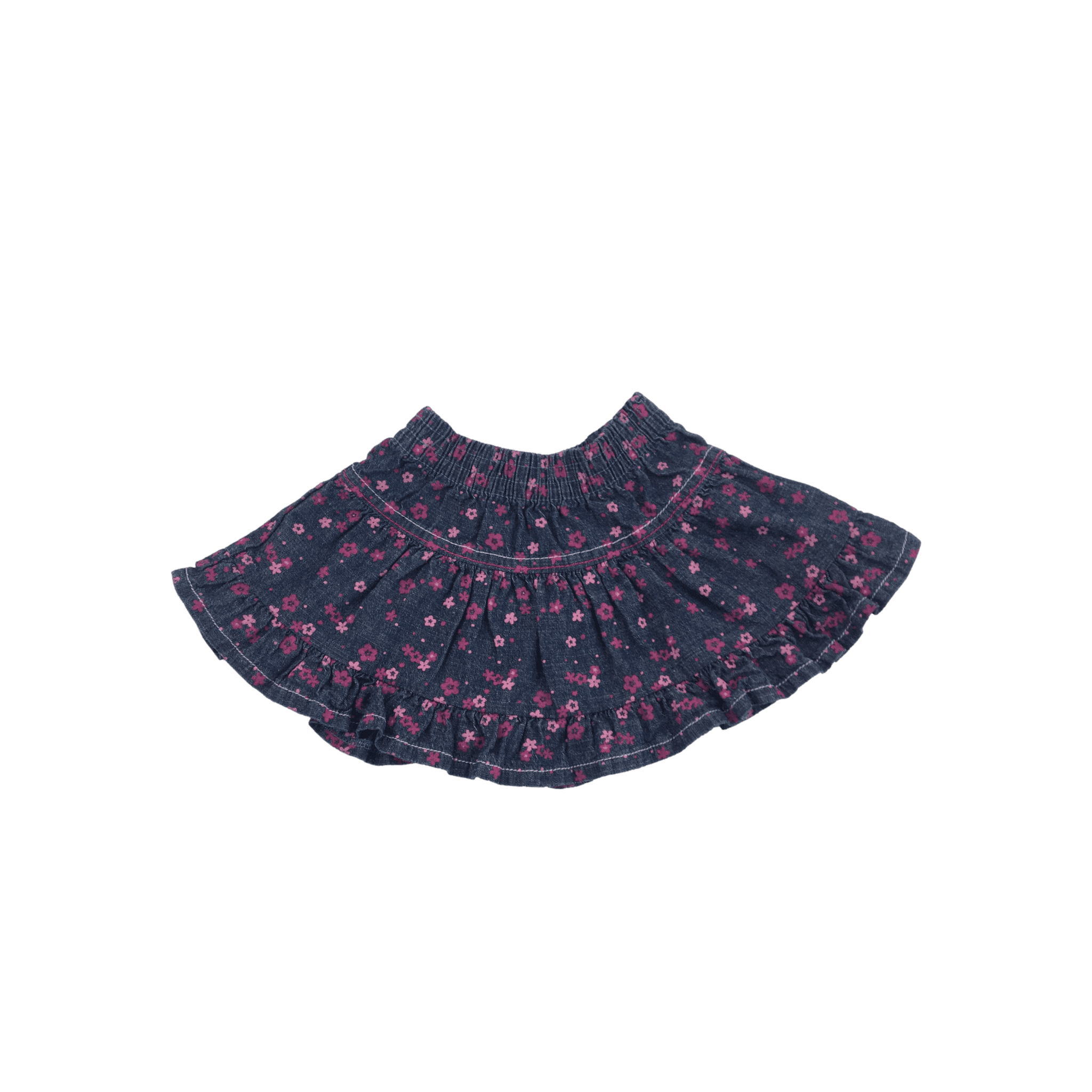 3-6M Dark Blue & Pink Denim Skirt - 123