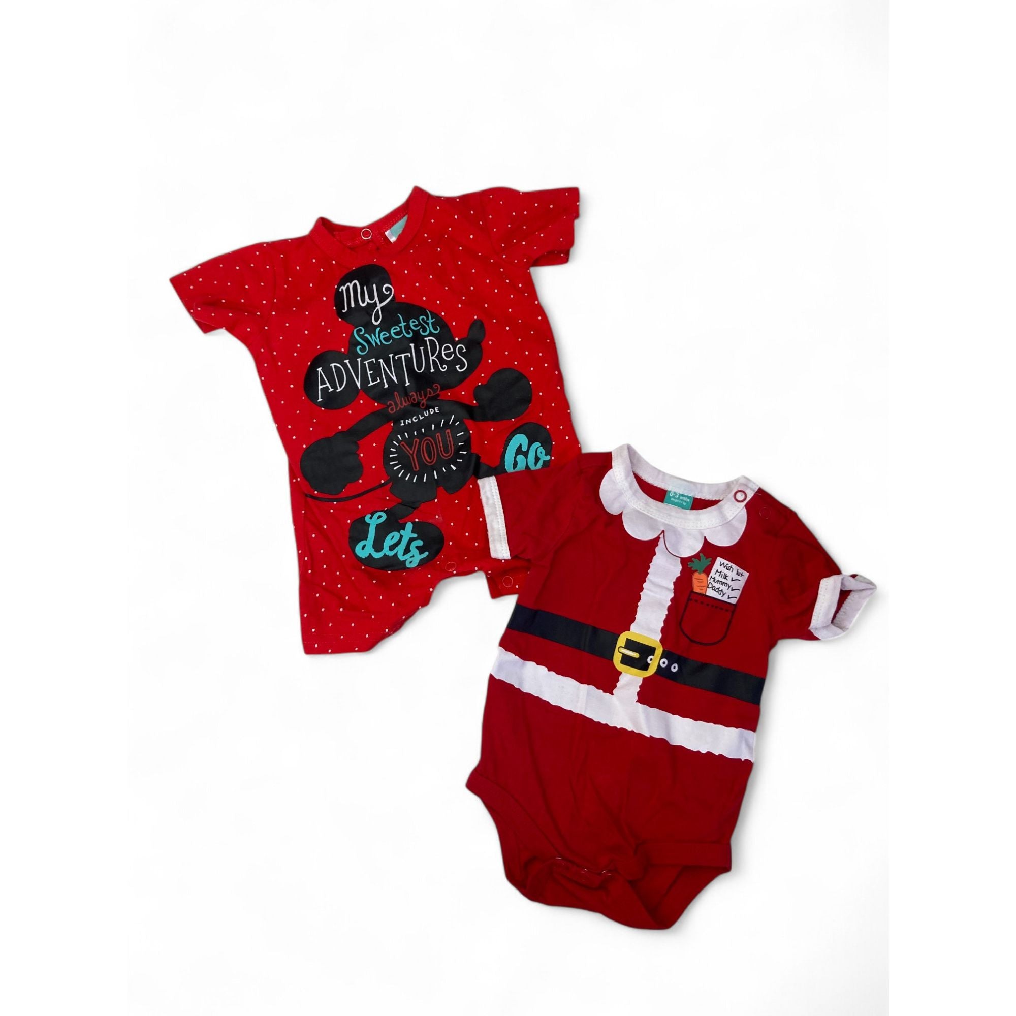 0-3M Red Christmas Romper & Bodysuit - Disney, Ackermans