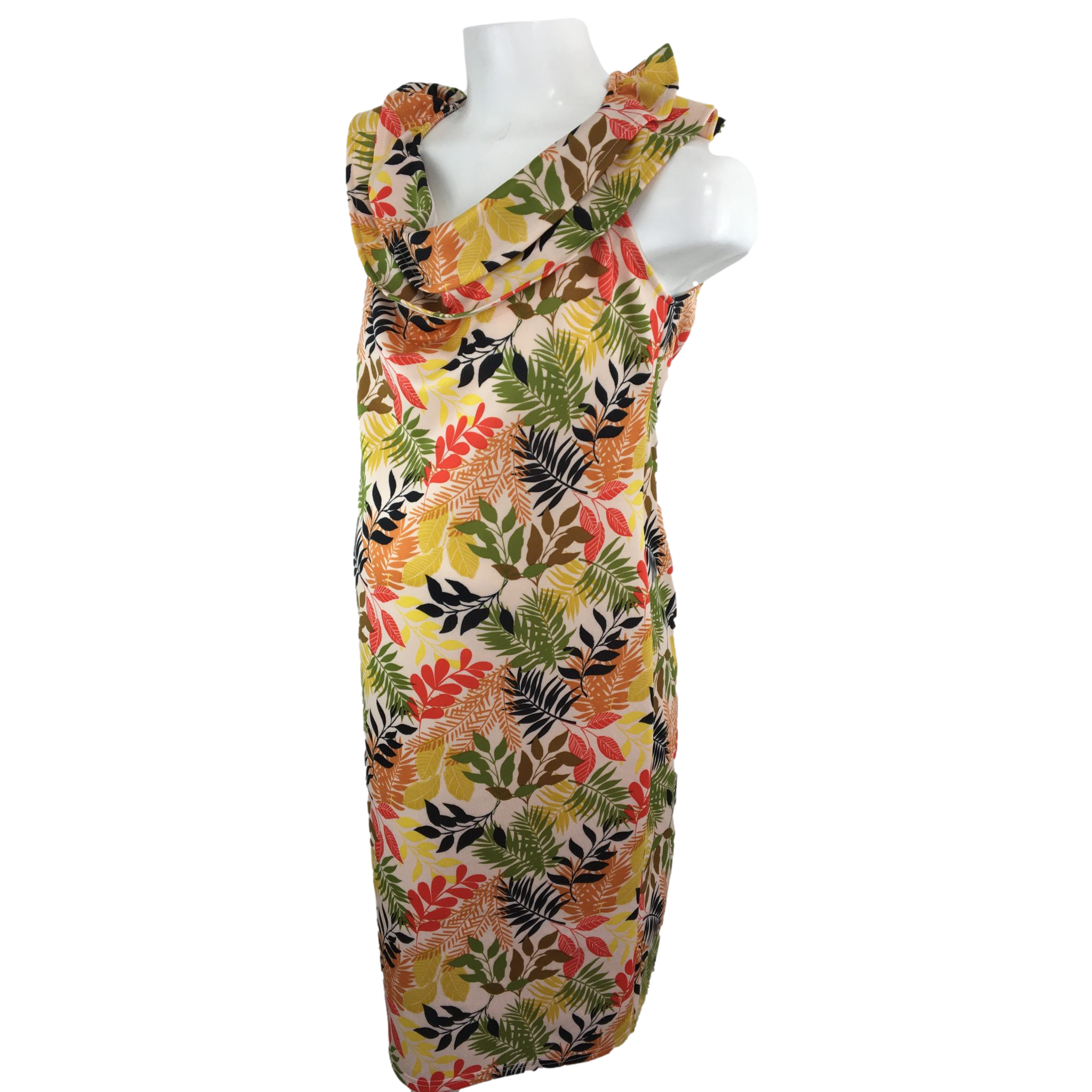 Size 16 - Multi Color Palm Tree Frill Maternity Dress