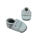 0-6M Cream & Pink Sequinned Leather Moccassin - African Footprints