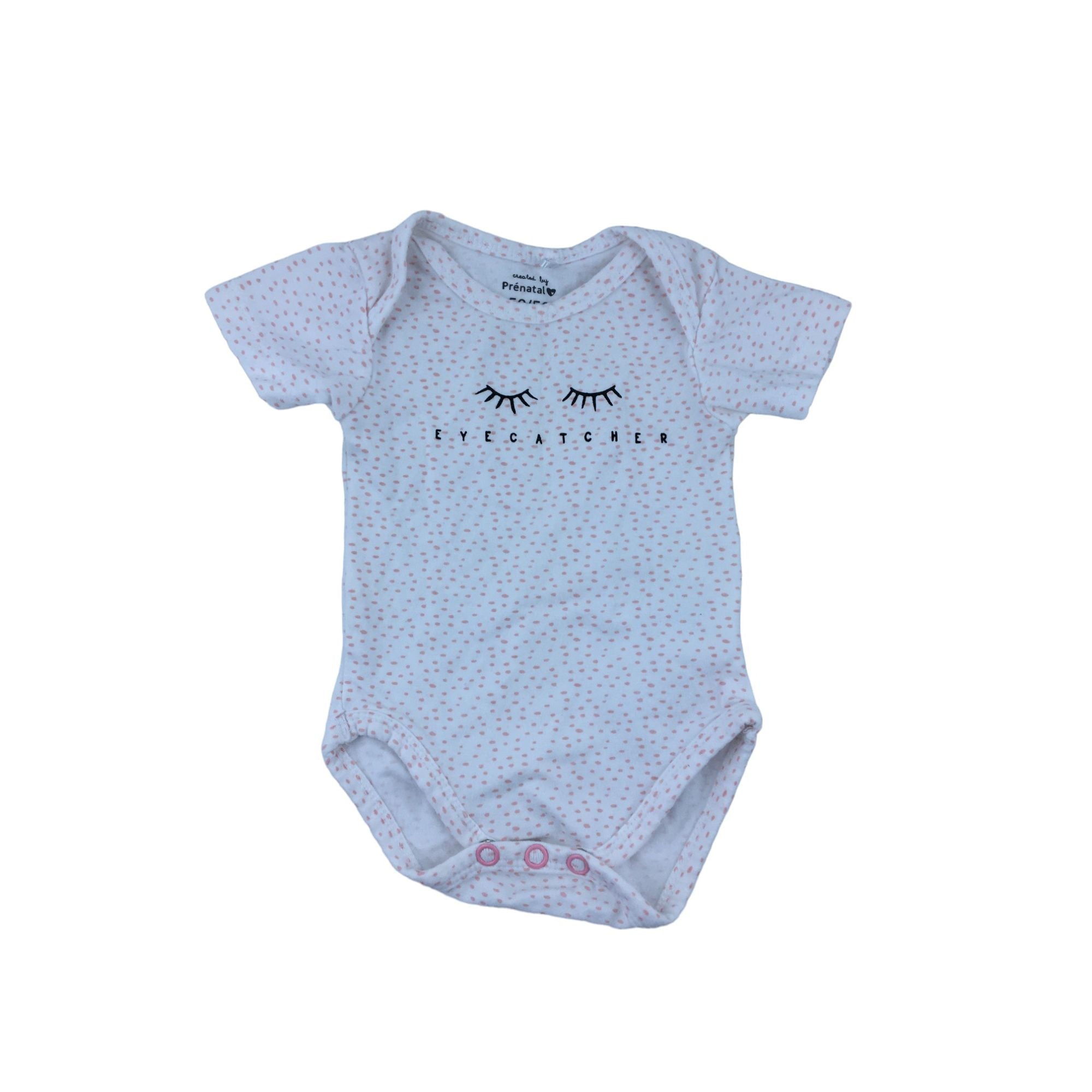 (NO SIZE) 50-56cm White & Pink Spotted Bodysuit - Prenatal
