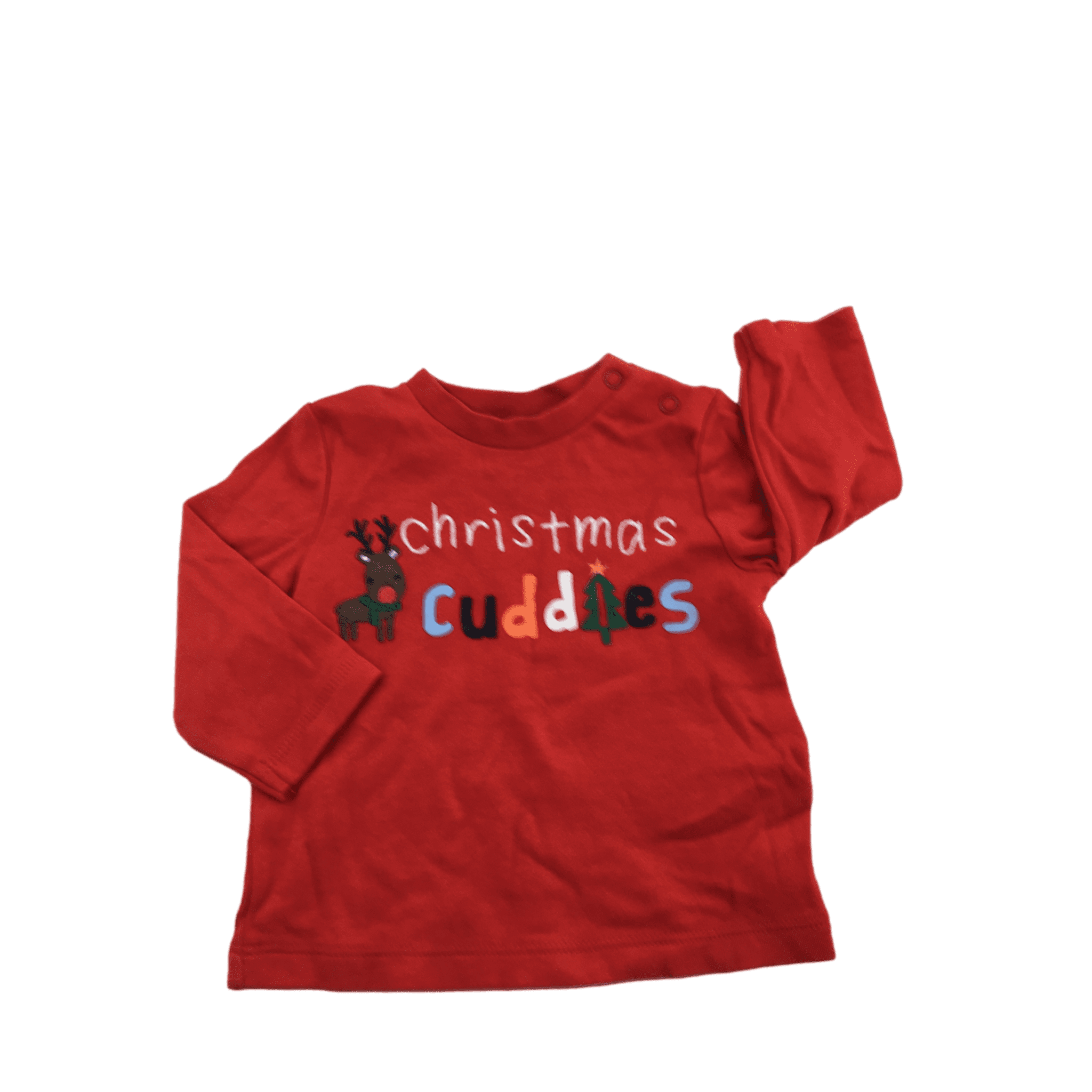 0-3M Red "Christmas Cuddles" Long Sleeve Top - F&F